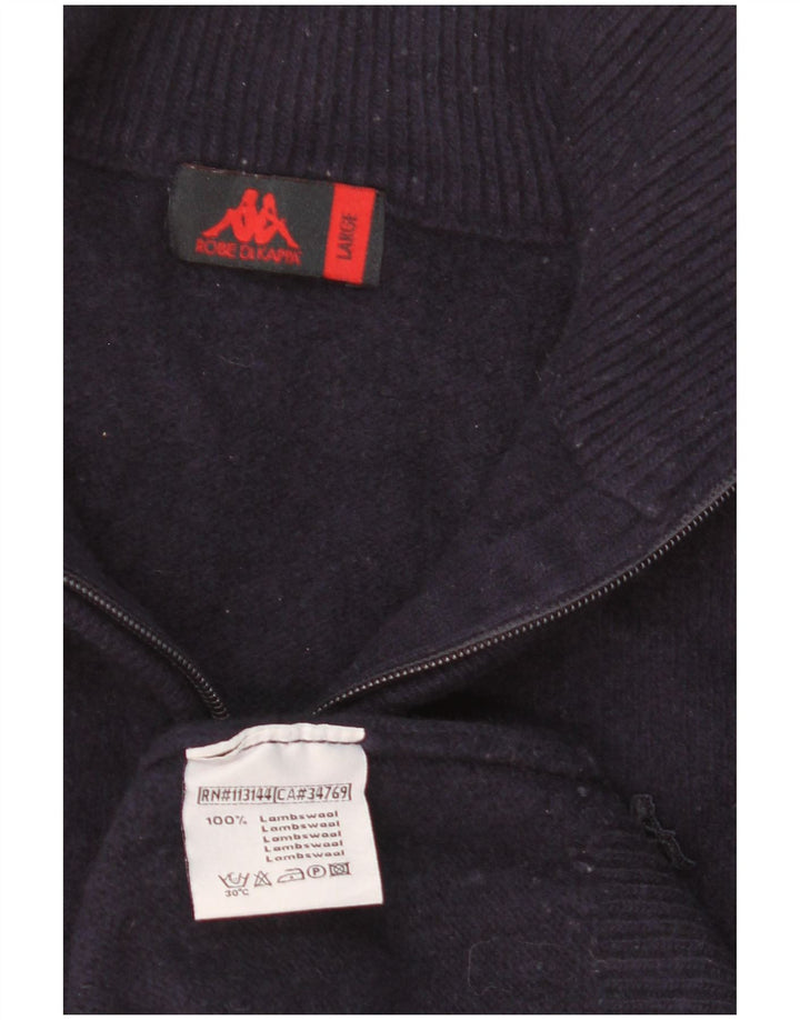 Kappa Pull col zippé pour homme en laine d'agneau bleu marine Taille L