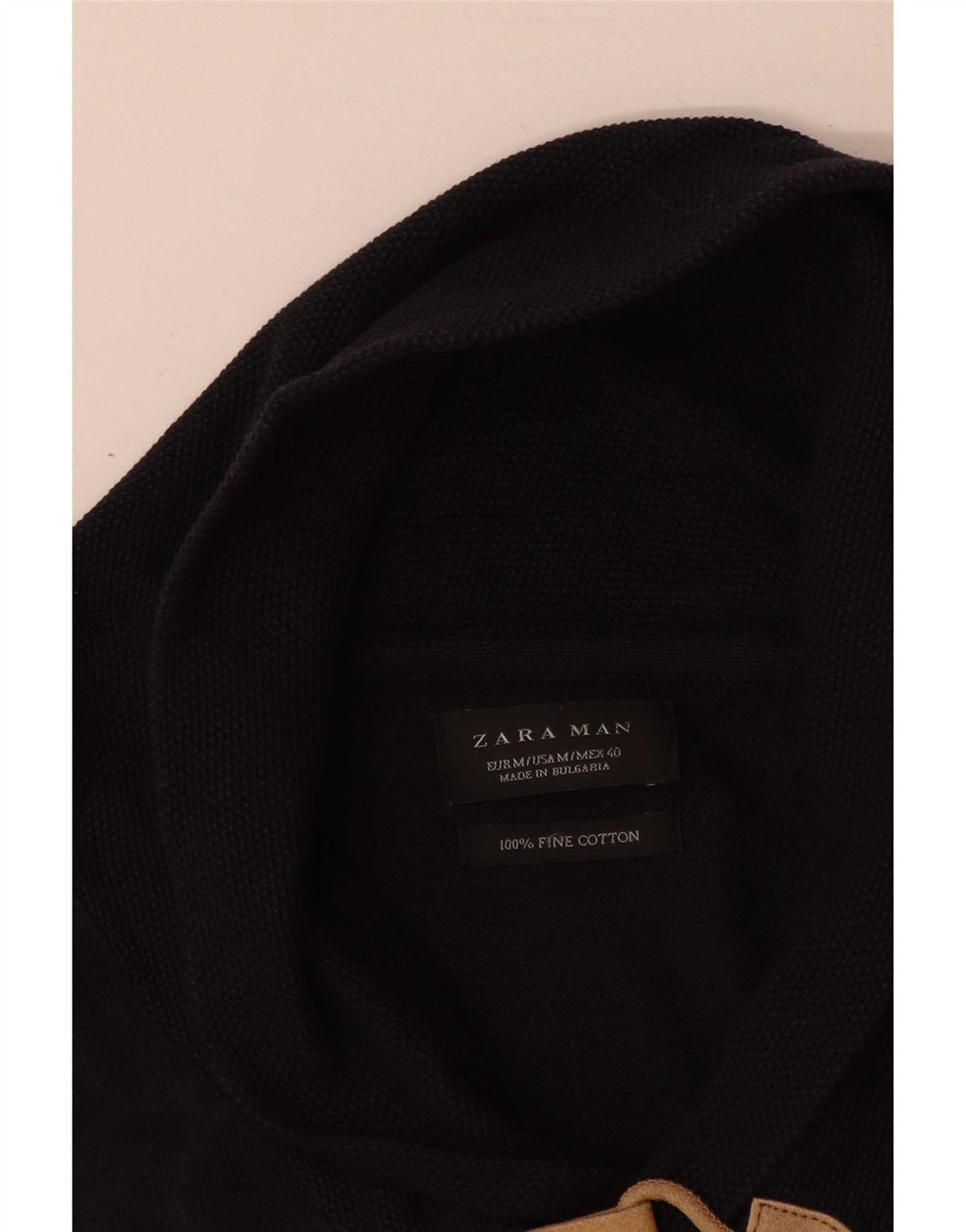 Zara Pull Col Châle Homme Bleu Marine Moyen Coton