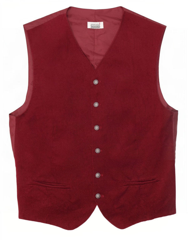 Avanti Mens By C&A Waistcoat EU 48/50 Medium Burgundy Cotton