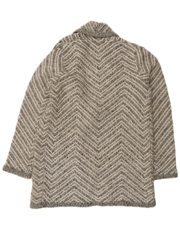 Marks & Spencer Pull cardigan long pour femme UK 14 Chevron gris moyen