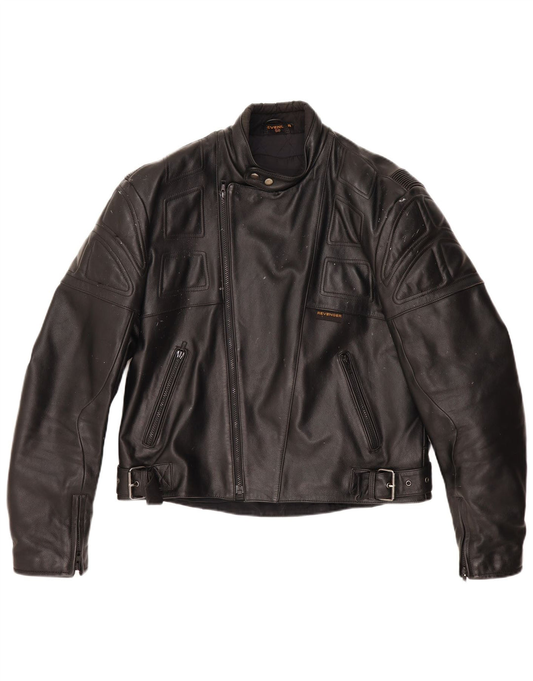 REVENGER Veste en Cuir Moto Racer Homme IT 56 3XL Cuir Noir