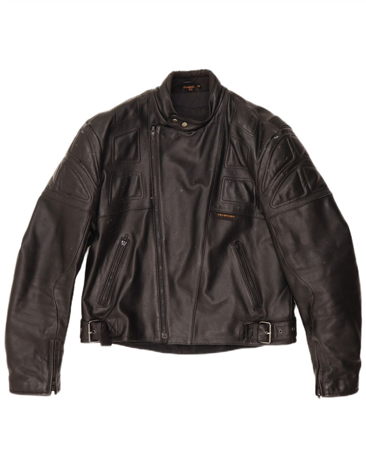 REVENGER Veste en Cuir Moto Racer Homme IT 56 3XL Cuir Noir