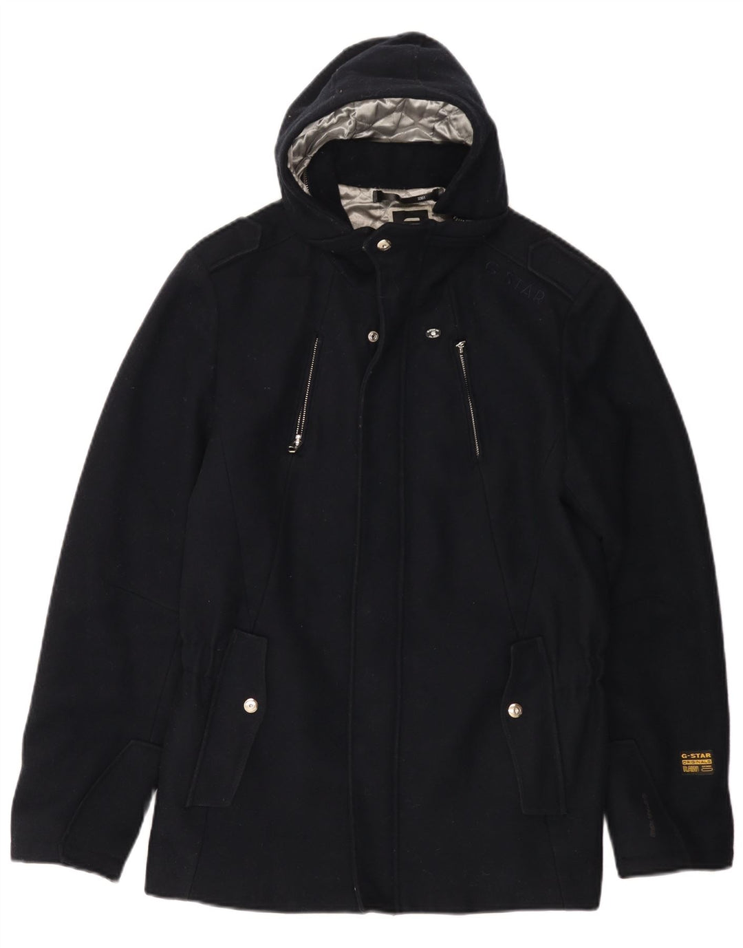 G-Star Femme 3301 Veste coupe-vent à capuche UK 16 Large Bleu Marine Laine