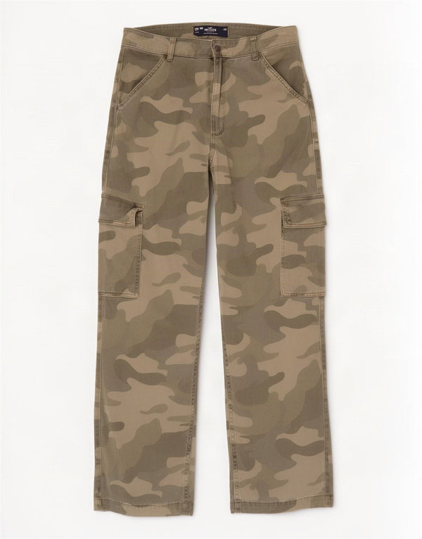 Hollister Pantalon cargo taille haute Dad pour femme US 10 Large W30 L30 Kaki