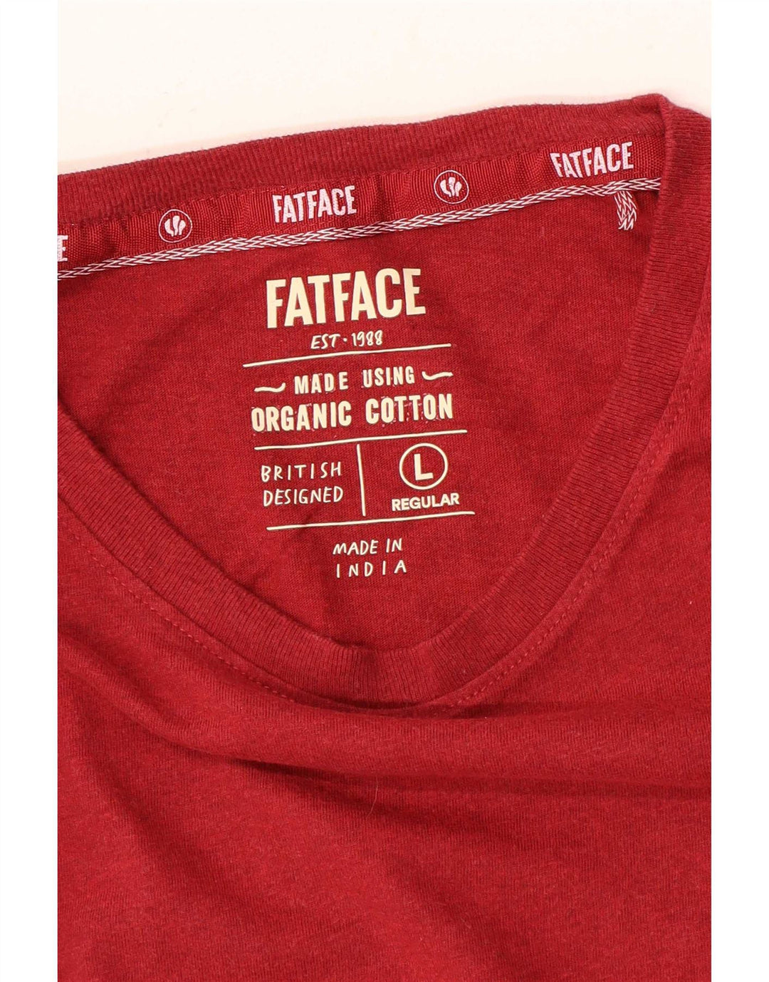 Fat Face T-Shirt Regular pour Homme en Coton Rouge Large