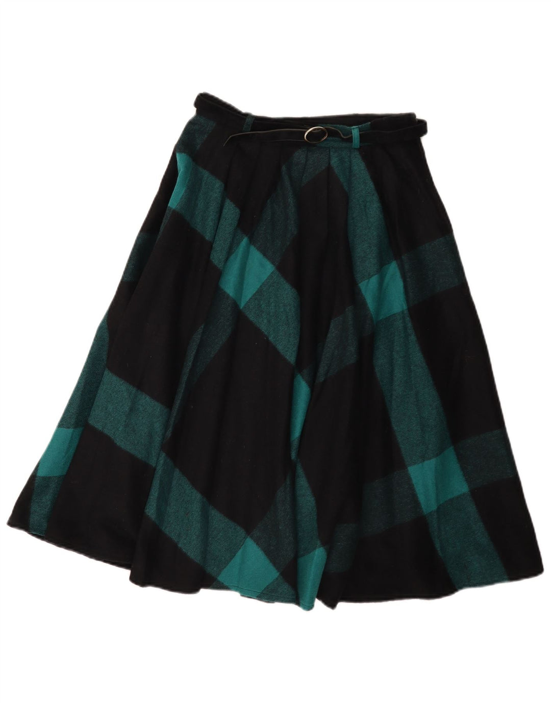 jupe évasée femme vintage IT 42 Medium W26 Black Check Wool