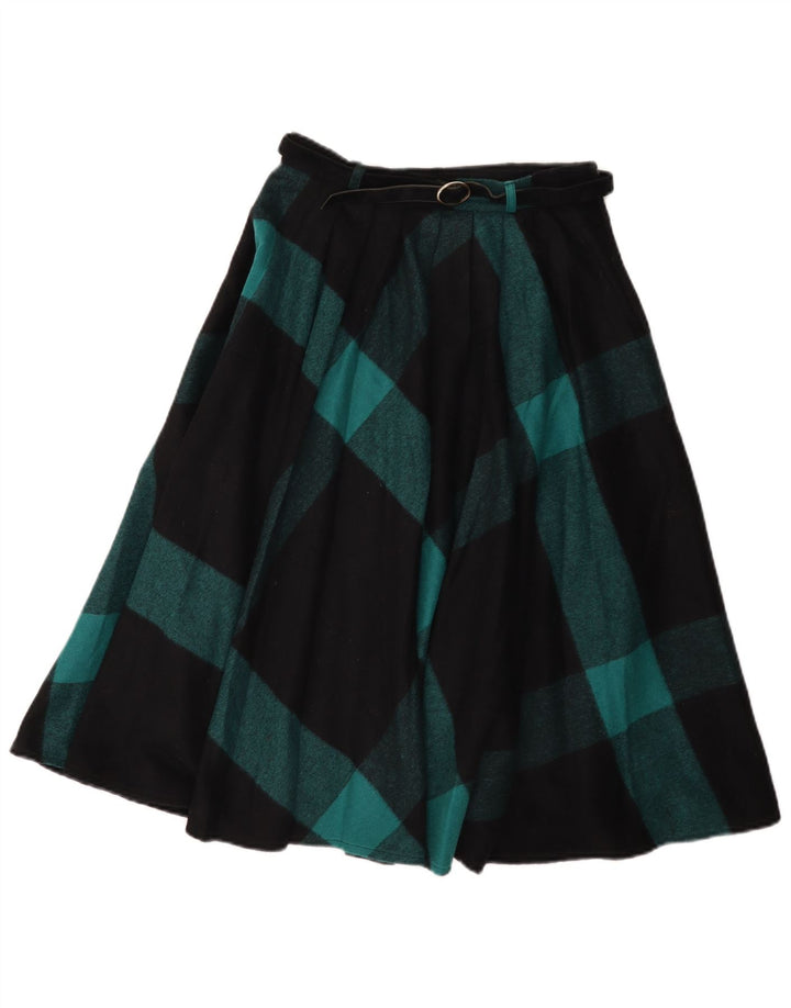 jupe évasée femme vintage IT 42 Medium W26 Black Check Wool