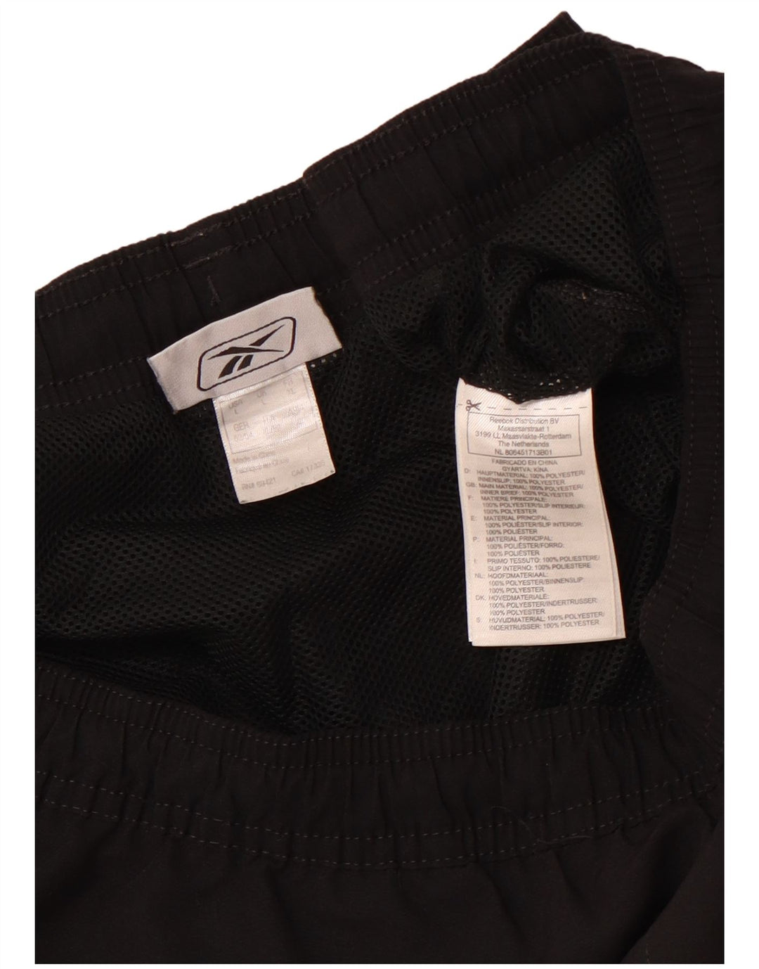 REEBOK Short de sport graphique pour hommes Large Noir Polyester