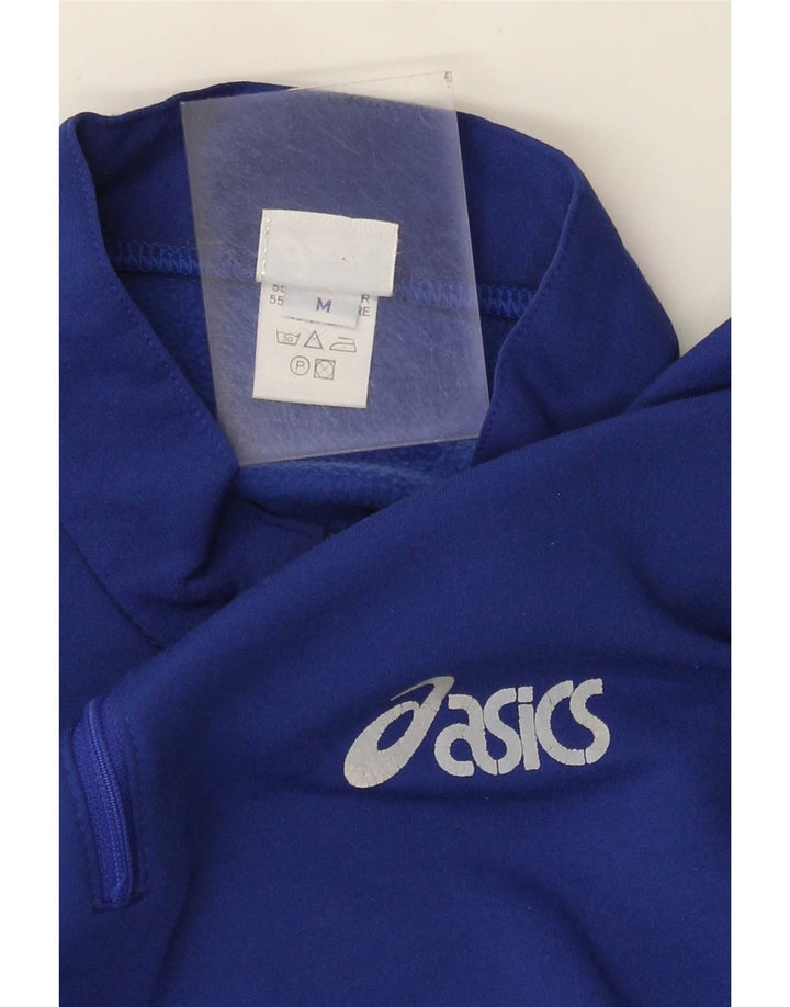 Asics Sweat-Shirt Col Zippé Homme Bleu Moyen Polyester Colorblock