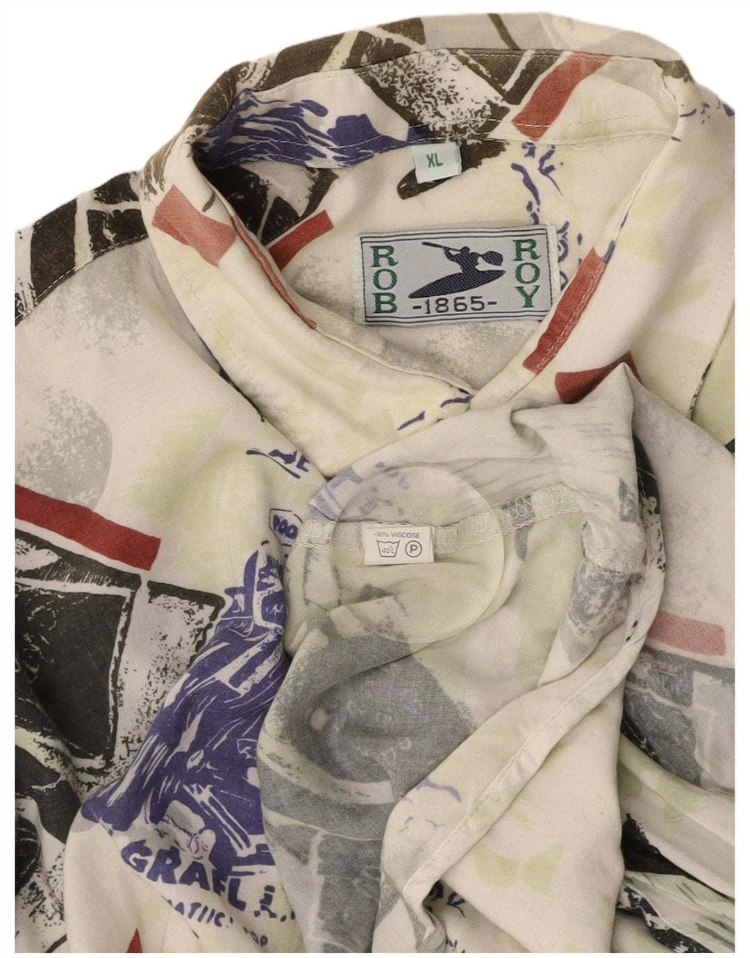 ROB ROY Chemise Graphique à Manches Courtes Homme XL Multicolore Patchwork Viscose