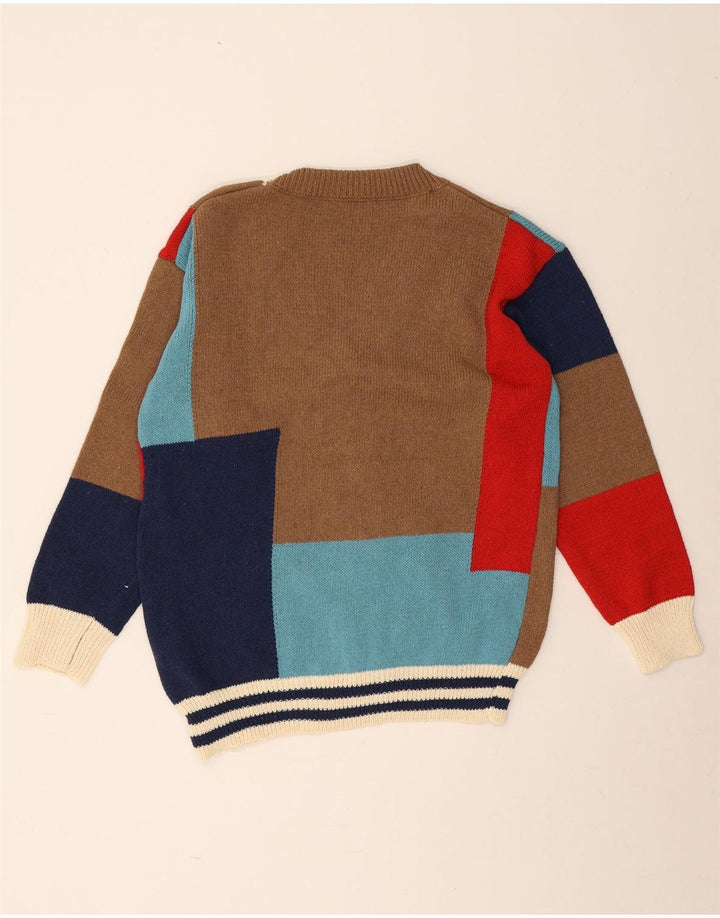 vintage Mens Cardigan Sweater Moyen Multicolore Géométrique