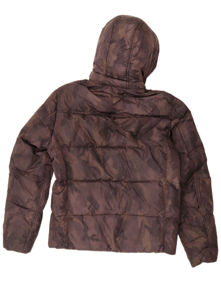 Fay Veste matelassée à capuche pour homme UK 36 Small Marron Camouflage