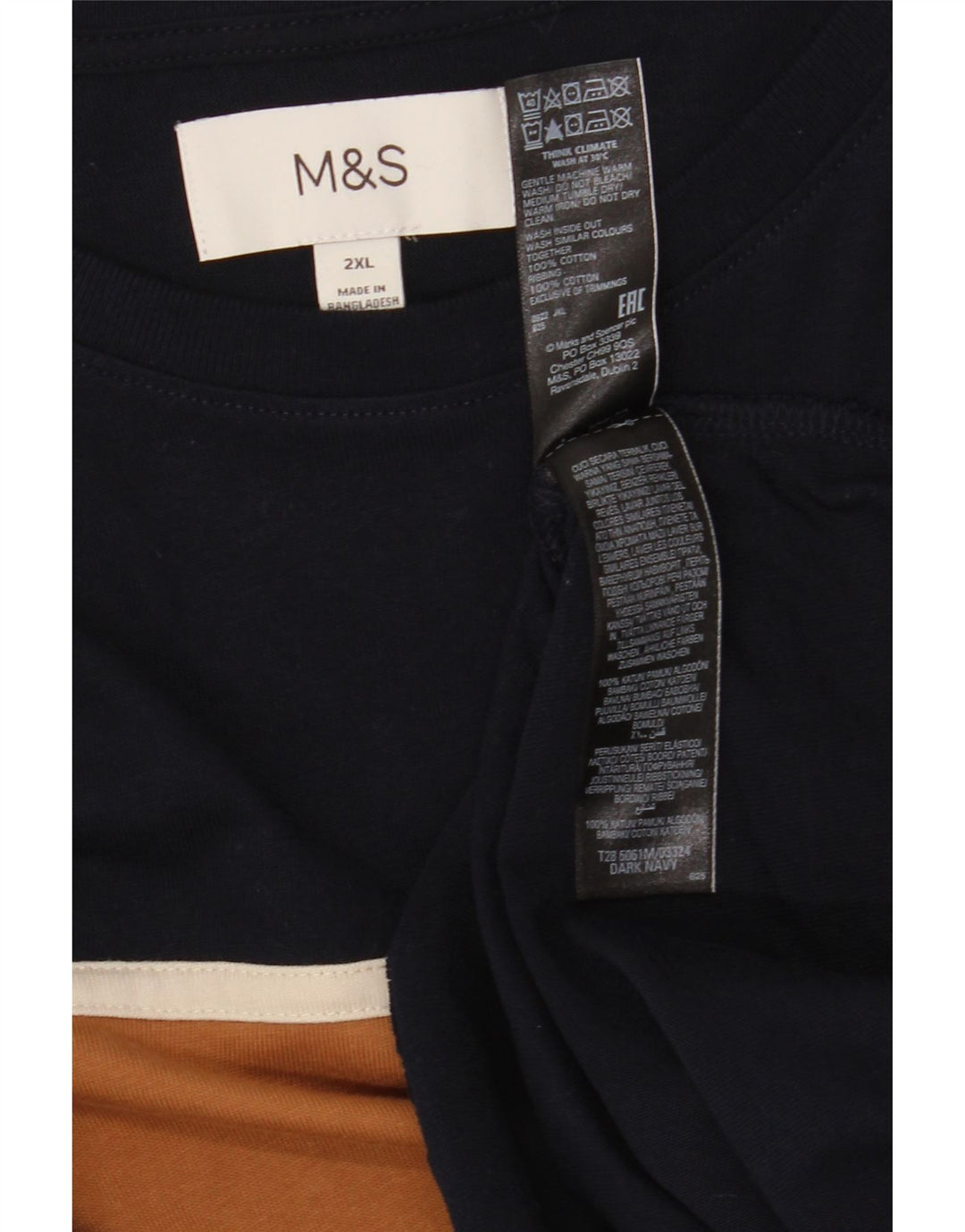 Marks & Spencer Haut à manches longues pour homme 2XL en coton color block bleu marine