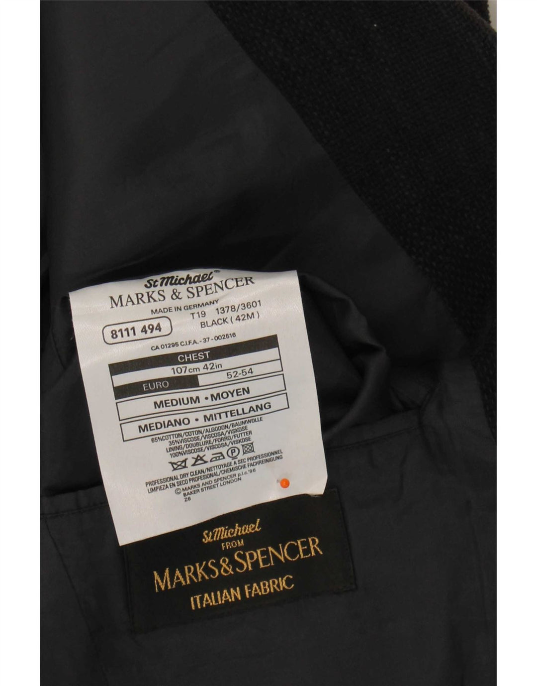 Marks & Spencer Veste blazer St. Michael pour homme UK 42 Large Noir Moucheté