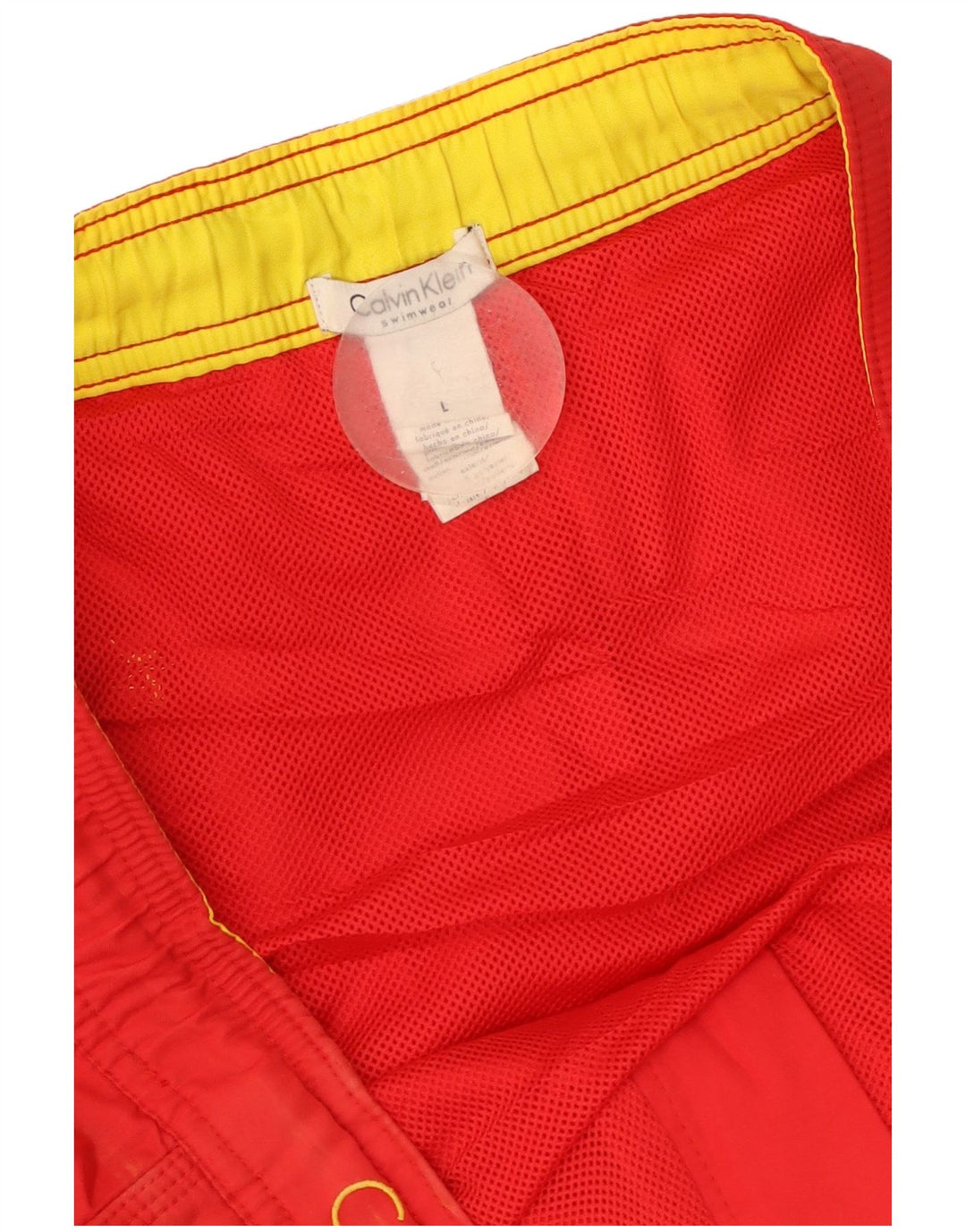 Calvin Klein Short de bain graphique pour hommes en polyester color block grand rouge