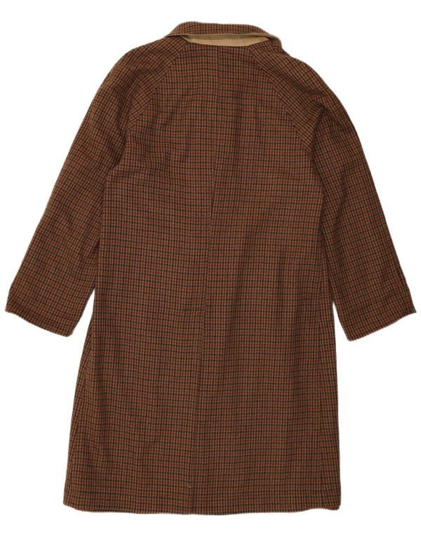 vintage Femmes Réversible Pardessus EU 48 2XL Brun Poule Laine