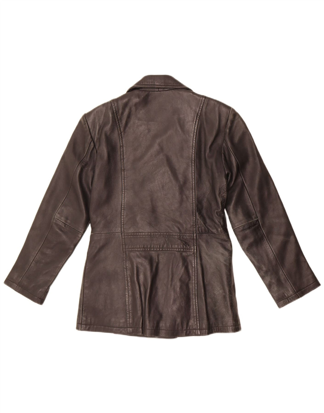 veste en cuir double poitrine femme vintage UK 10 Petit cuir noir