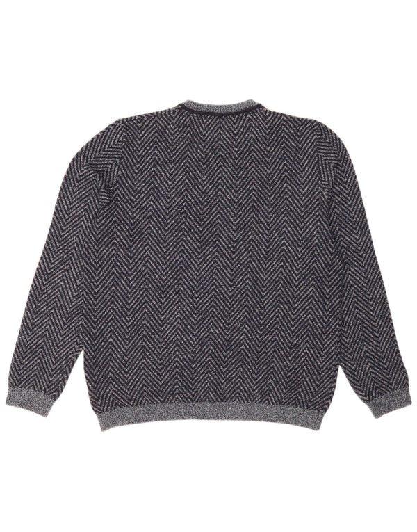Ted Baker Pull col rond pour homme Taille 5 XL Bleu marine Chevron Coton