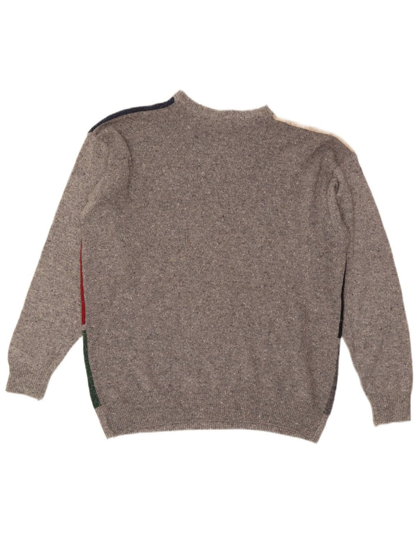 vintage Mens Crew Neck Jumper Sweater XL Multicolore Géométrique