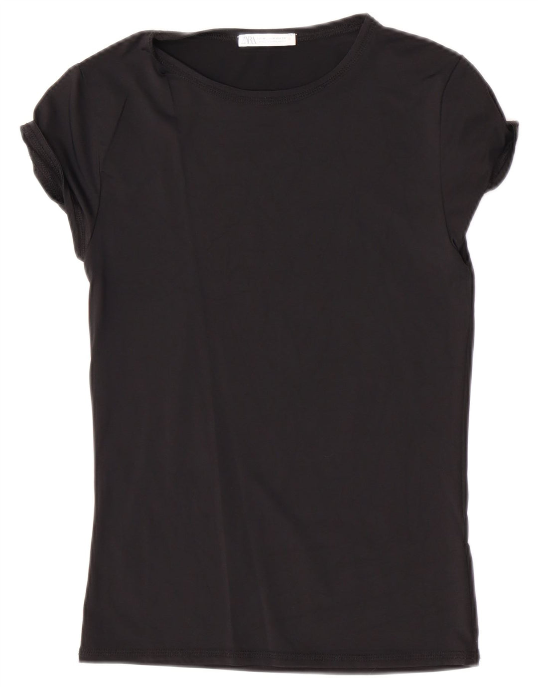 Zara Femme T-Shirt Top UK 12 Moyen Noir