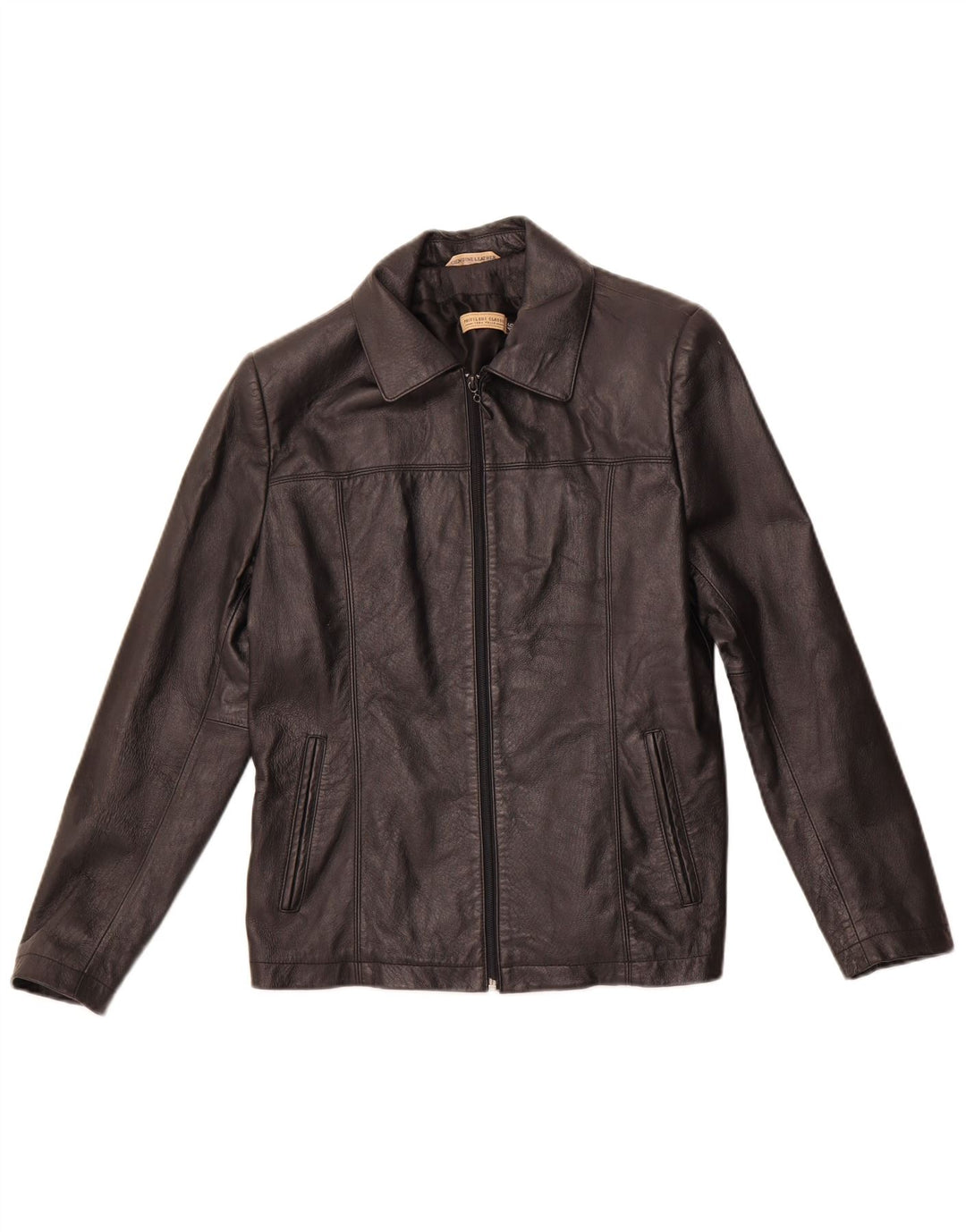 PRIVILEGI Veste en Cuir Femme IT 46 Grand Cuir Noir