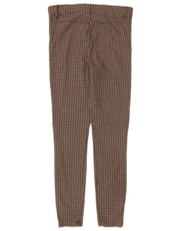 Zara Pantalon décontracté skinny pour femme Medium W28 L26 Viscose pied-de-poule marron