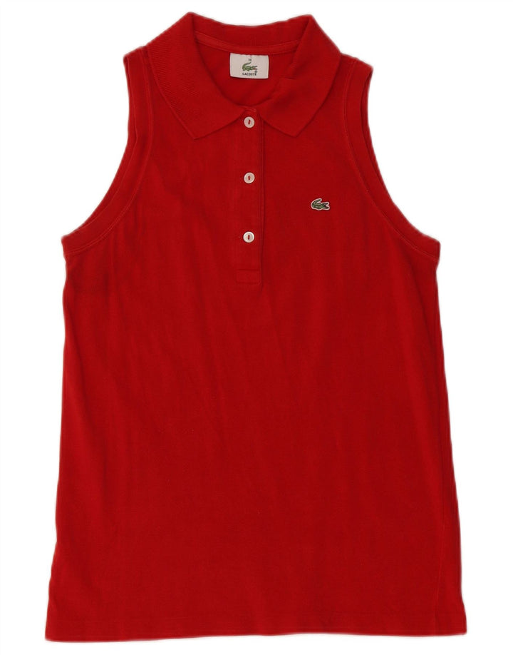 Lacoste Polo sans manches femme taille 38 coton rouge moyen
