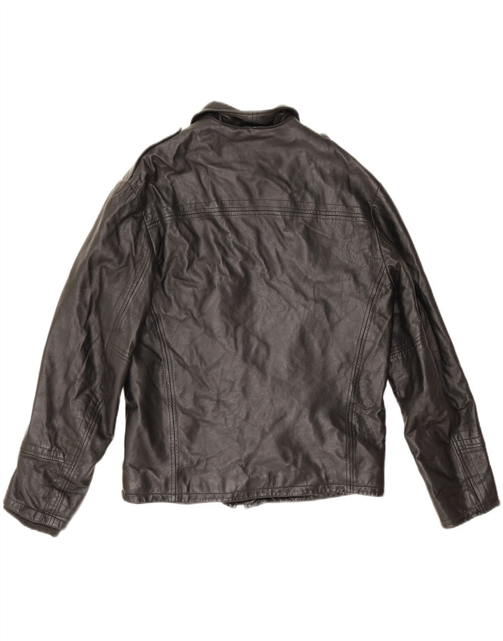 Conbipel Veste en Cuir Militaire Homme IT 48 Cuir Noir Moyen