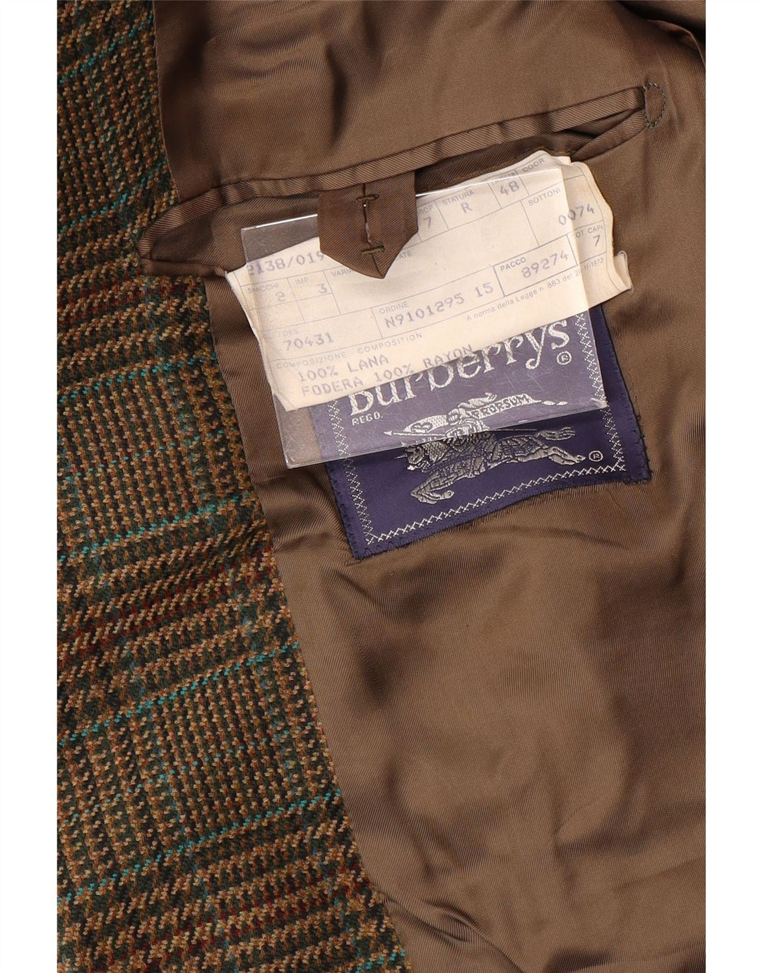 BURBERRYS Veste blazer à 2 boutons pour homme IT 48 en laine pied-de-poule marron moyen