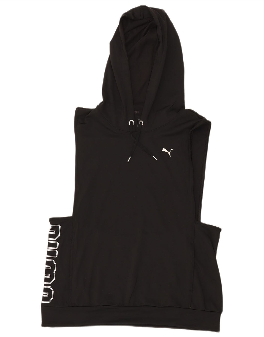 PUMA Pull à capuche graphique sans manches pour femme UK 12 Noir moyen Polyester