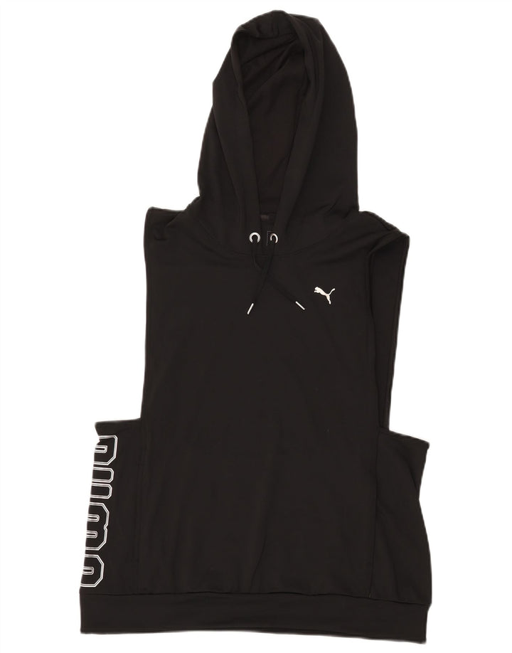 PUMA Pull à capuche graphique sans manches pour femme UK 12 Noir moyen Polyester