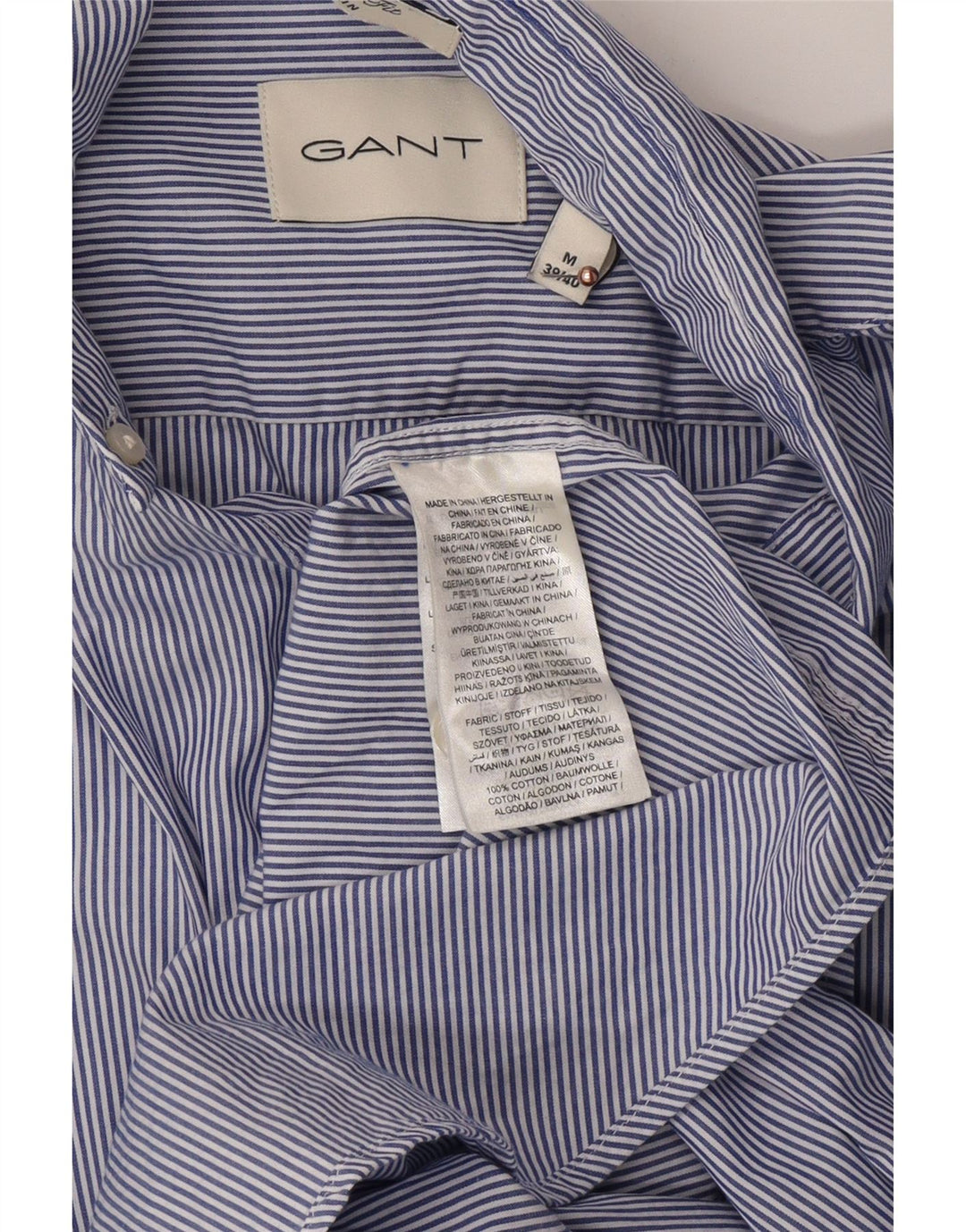 GANT Chemise homme taille 39/40 coton à fines rayures bleu moyen