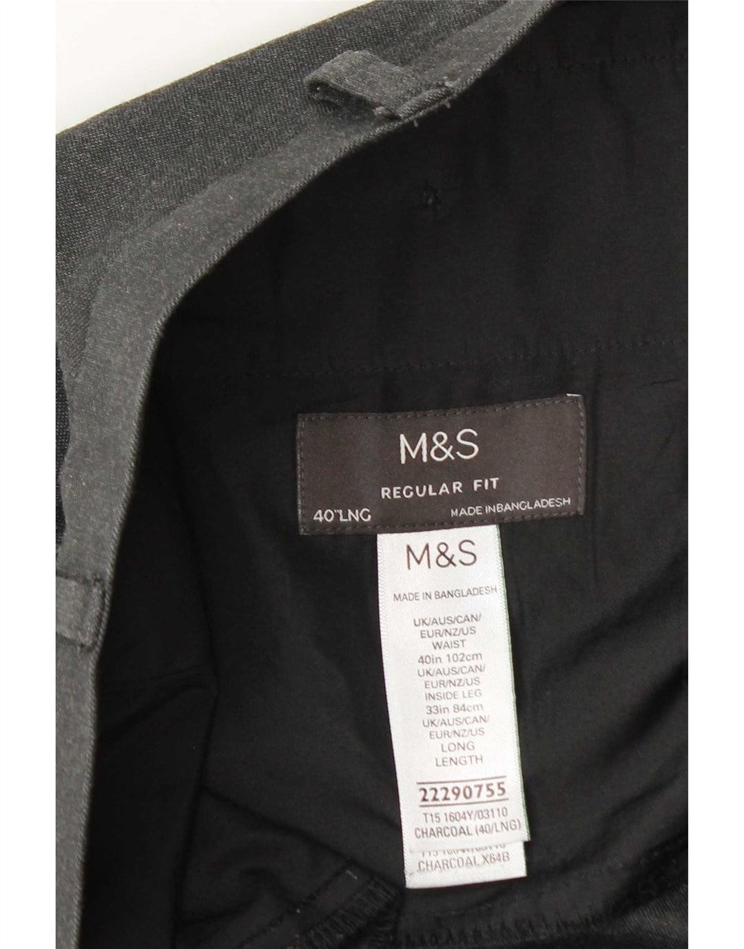 Marks & Spencer Pantalon Chino Regular Homme W40 L33 Gris Polyester