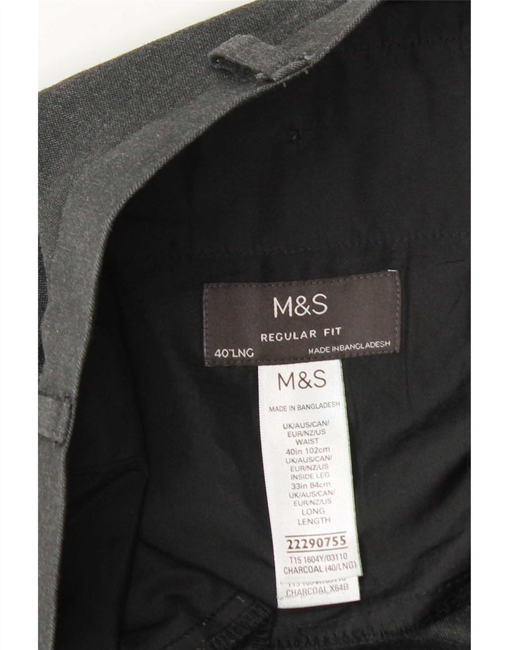 Marks & Spencer Pantalon Chino Regular Homme W40 L33 Gris Polyester
