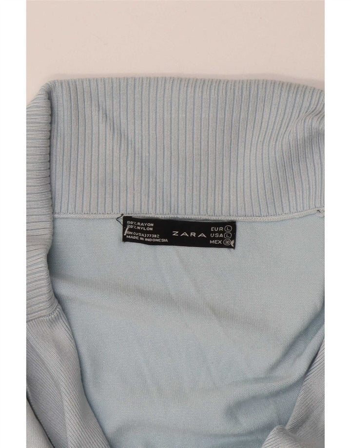Zara Womens Cardigan Sweater UK 16 Large Rayonne Bleue