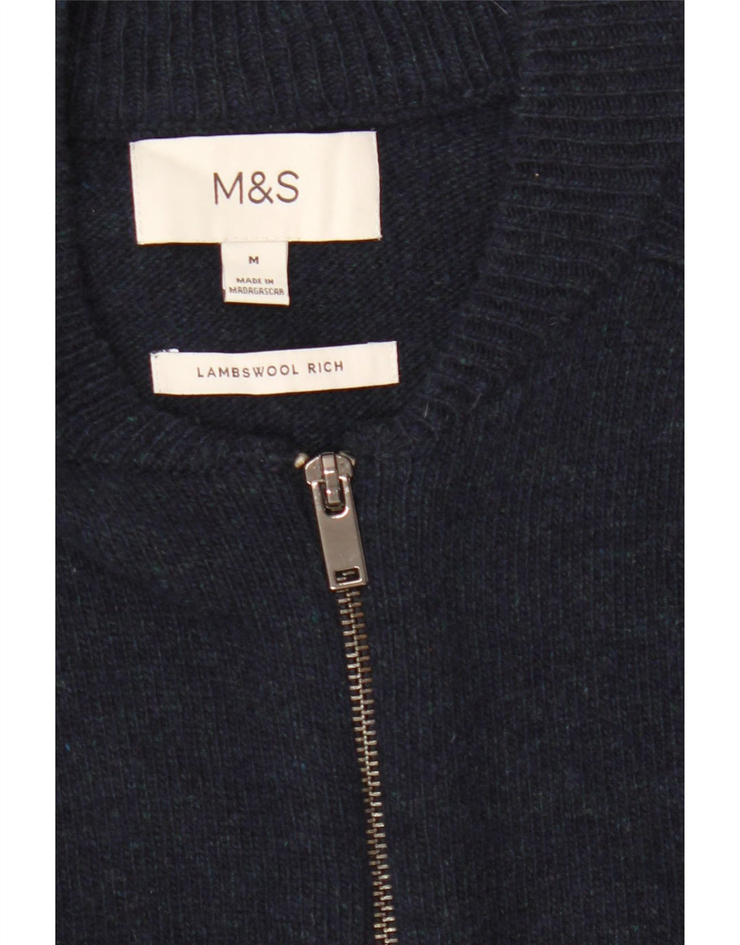 Marks & Spencer Cardigan Pull Homme Bleu Marine Moyen Laine d'Agneau