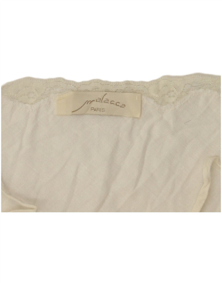 vintage Femmes Mini Slip Robe UK 10 Petit Blanc