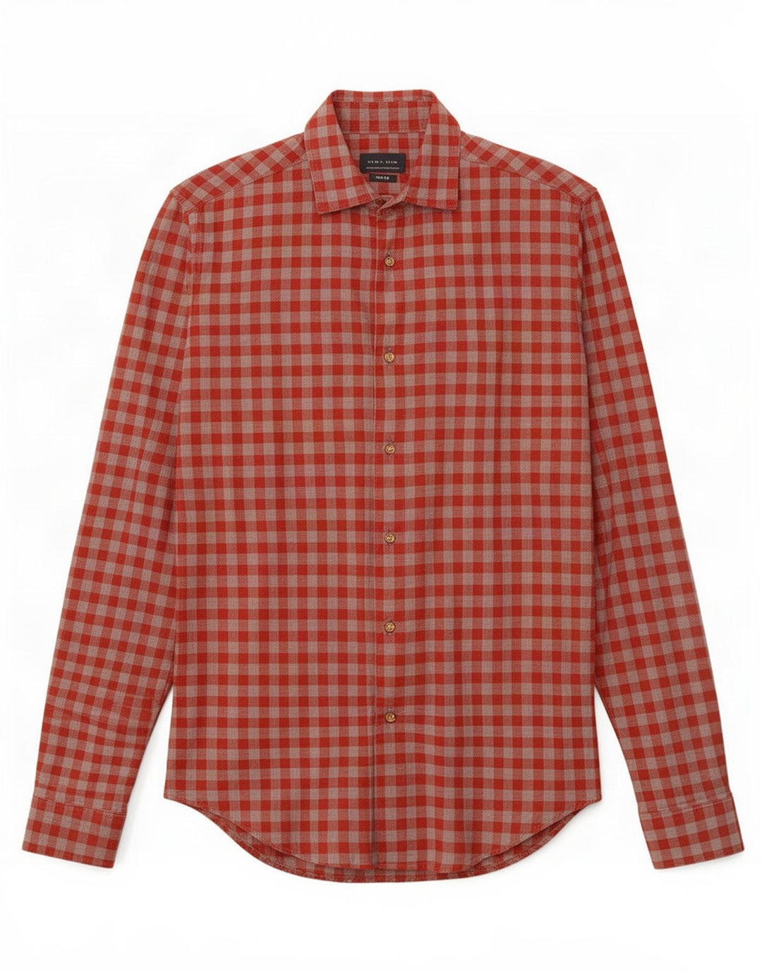 Zara Chemise Slim Fit Petit Coton Vichy Rouge Homme