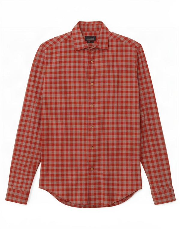Zara Chemise Slim Fit Petit Coton Vichy Rouge Homme