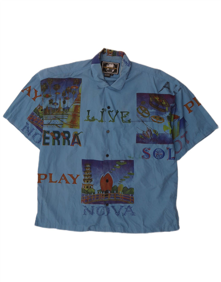 TERRANOVA Chemise Graphique à Manches Courtes Homme Bleu Moyen Patchwork Coton