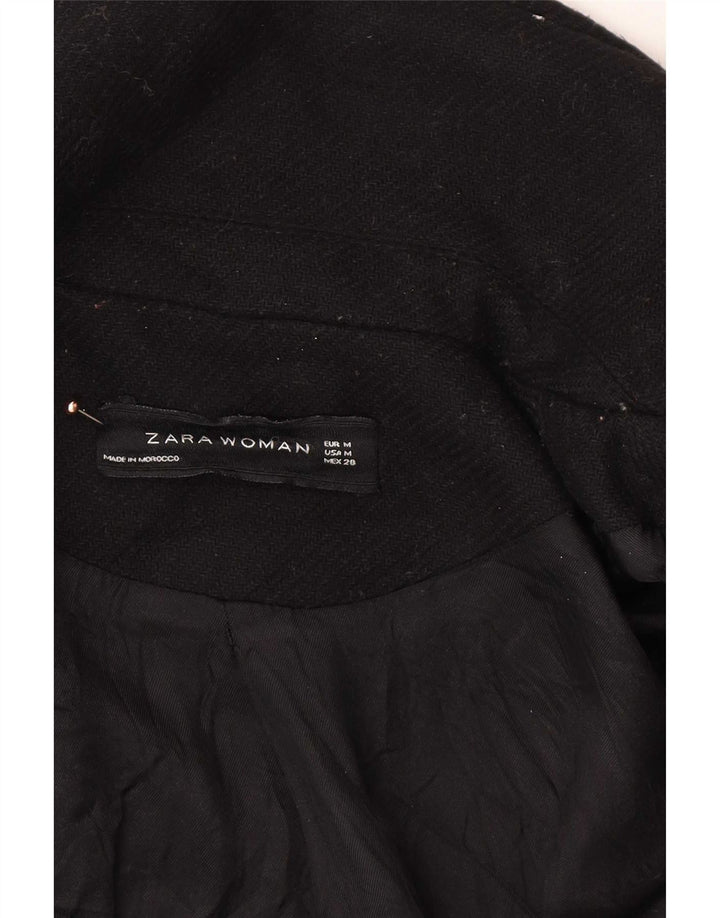 Zara Femme Pardessus UK 14 Laine Noir Moyen