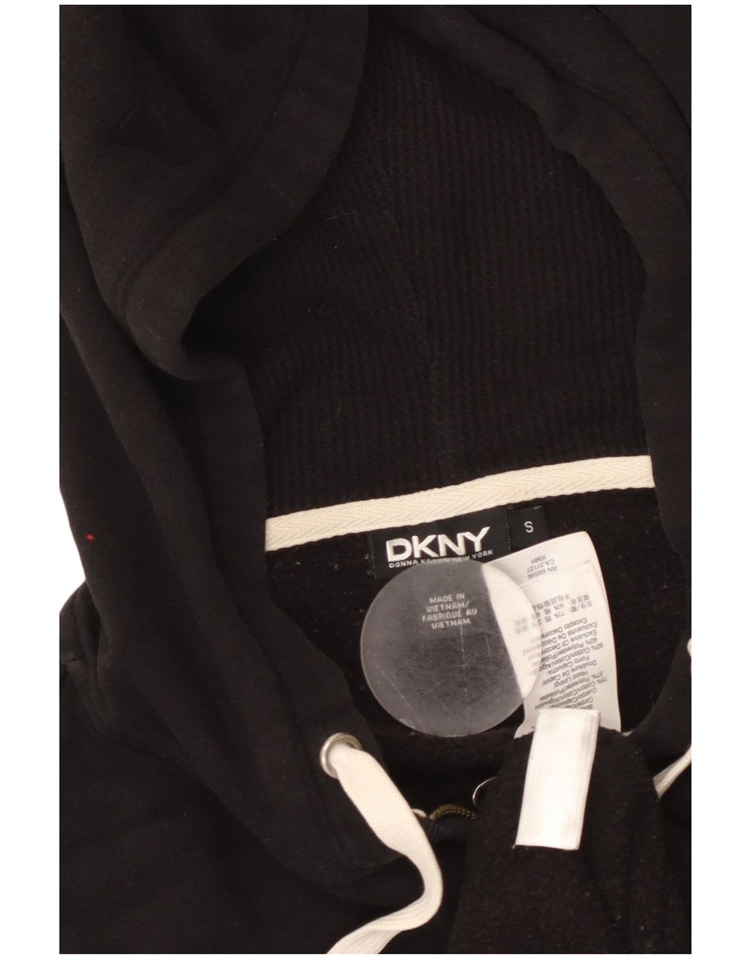 Dkny Pull à capuche zippé New York Graphic pour femme UK 10 Petit coton noir