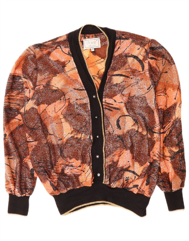 PLAISIR Pull Cardigan à Motif Abstrait pour Femme IT 44 Marron Moyen