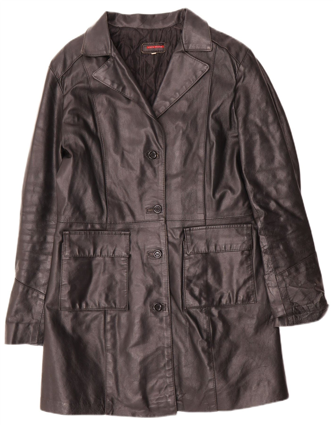 manteau en cuir femme vintage UK 14 Grand Noir