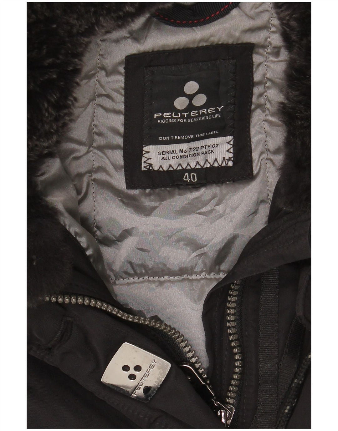 PEUTEREY Manteau matelassé à capuche pour femme EU 40 Medium Noir