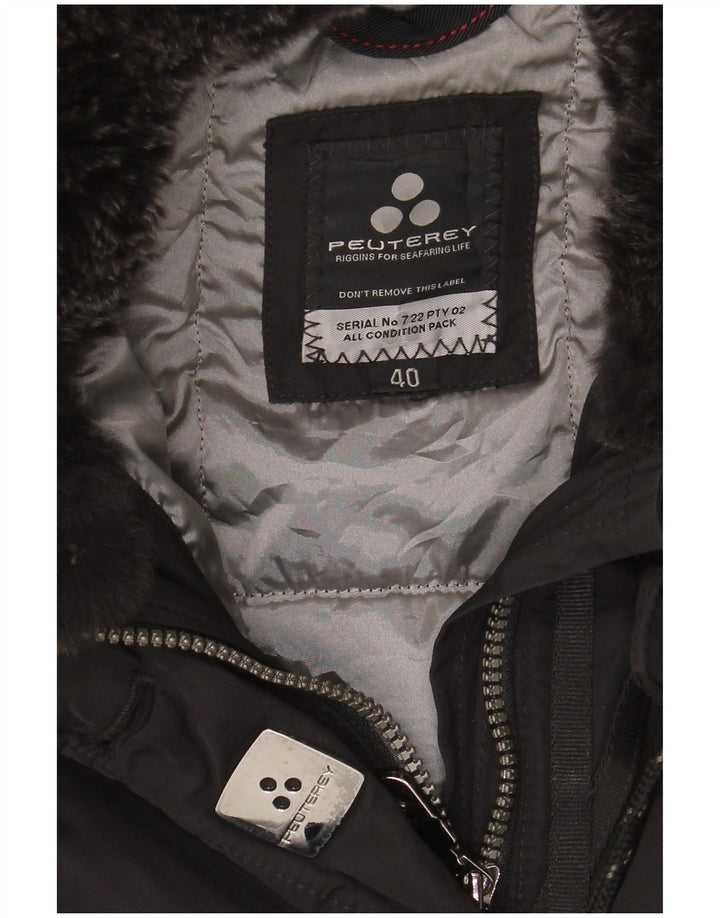 PEUTEREY Manteau matelassé à capuche pour femme EU 40 Medium Noir