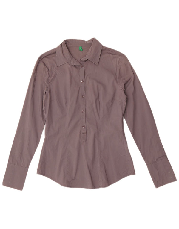 Benetton Chemise Pull Femme UK 10 Petit Gris Coton