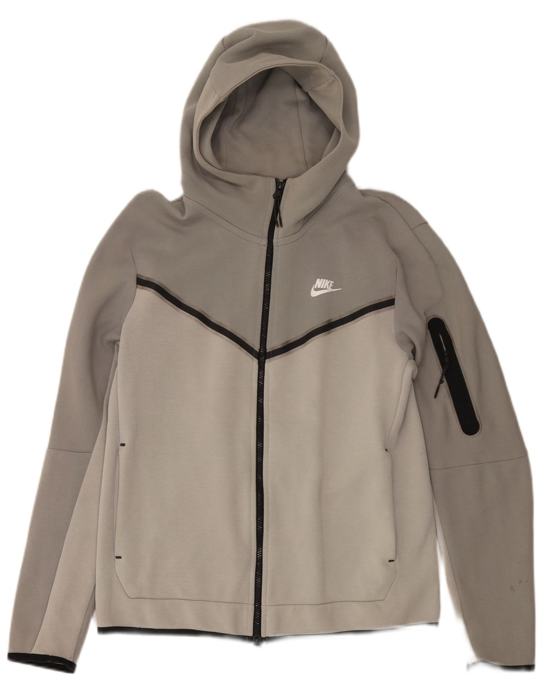 Nike Sweat à capuche zippé en coton color block gris moyen pour homme