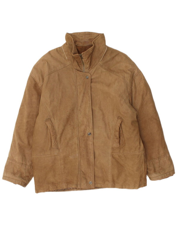 Veste en cuir surdimensionnée femme vintage IT 46 Grand cuir beige