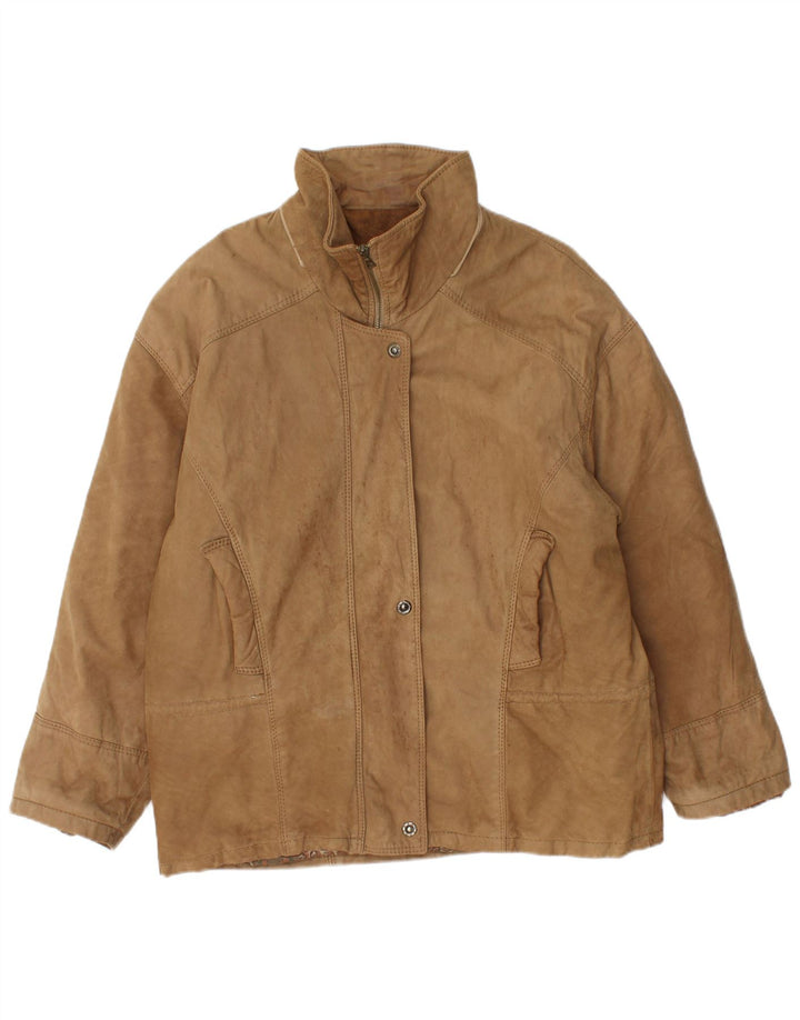Veste en cuir surdimensionnée femme vintage IT 46 Grand cuir beige